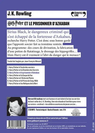 Harry Potter Tome 3 : Le Prisonnier d'Azkaban - Livre Audio - La boutique Aux 2 Balais