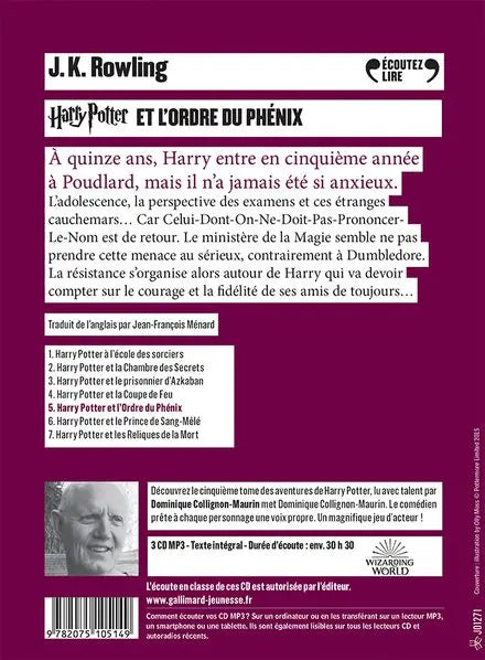 Harry Potter Tome 5 : L'Ordre du Phénix - Livre Audio -  La boutique Aux 2 Balais