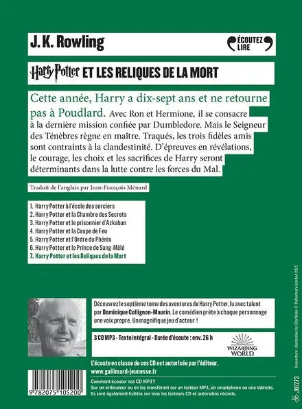 Harry Potter Tome 7 : Les Reliques de la Mort - Livre Audio -  La boutique Aux 2 Balais