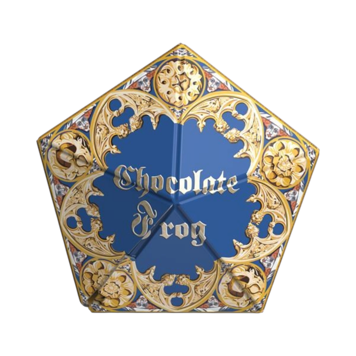 Boîte pentagonale bleue et dorée Chocolate Frog du set Miniverse Honeydukes Harry Potter de La boutique Aux 2 Balais