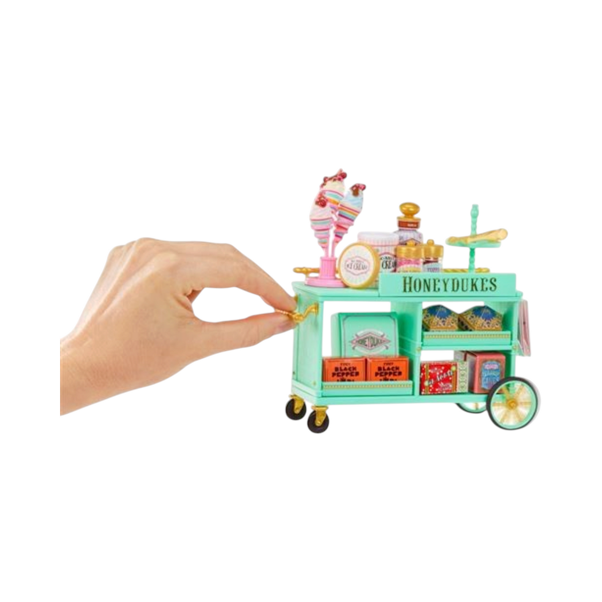 Chariot miniature Honeydukes La boutique Aux 2 Balais avec des friandises Harry Potter et des accessoires de création