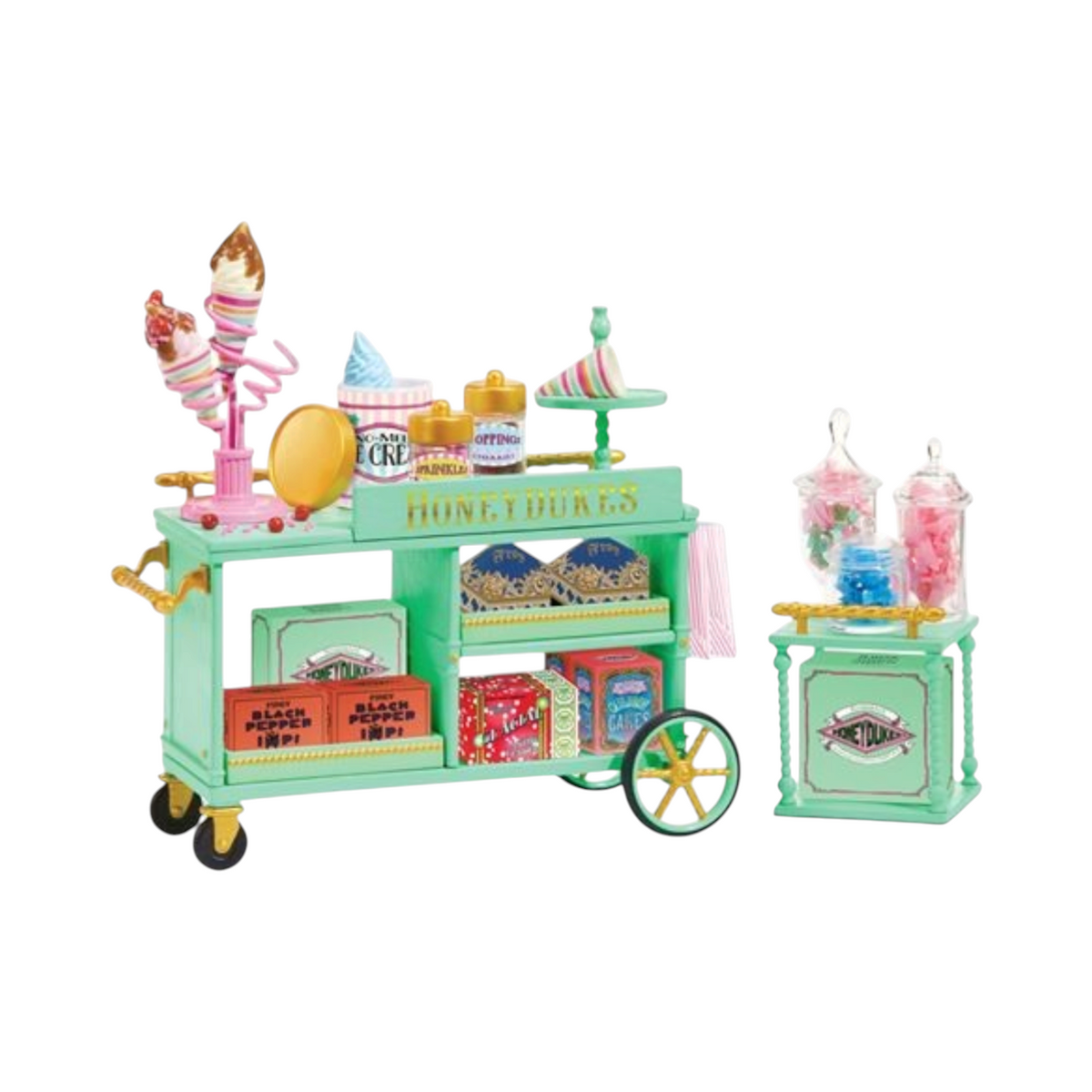 Ensemble de jeu miniature La boutique Aux 2 Balais Miniverse Honeydukes avec chariot, bonbons et accessoires Harry Potter