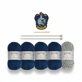 Kit Tricot Harry Potter - Écharpe Serdaigle avec Patch et Aiguilles
