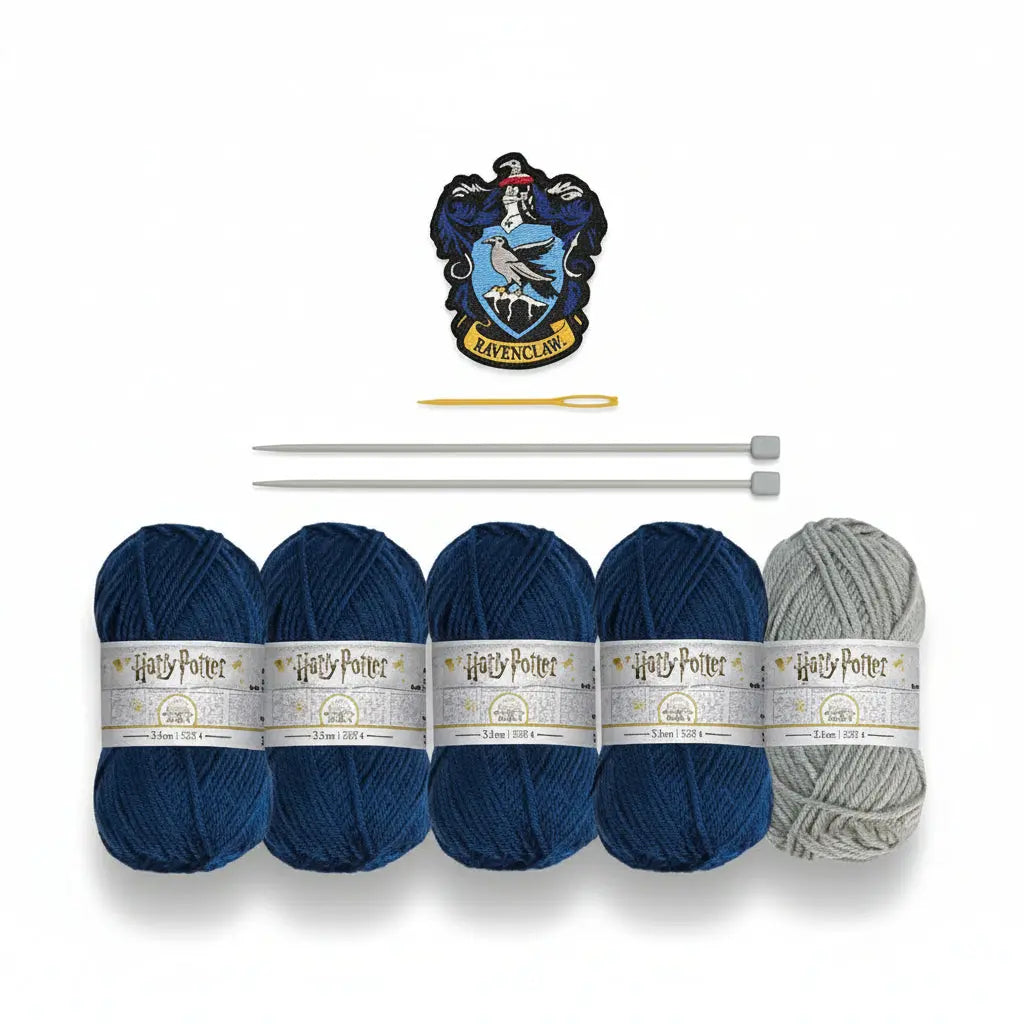 Kit Tricot Harry Potter - Écharpe Serdaigle avec Patch et Aiguilles -  La boutique Aux 2 Balais