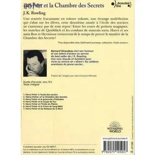 Livre Audio - Harry Potter et la Chambre de Secrets -  La boutique Aux 2 Balais