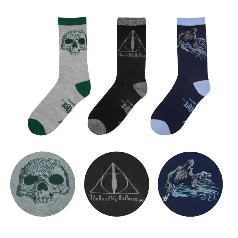 Lot de 3 paires de chaussettes Les Reliques de la Mort -  La boutique Aux 2 Balais