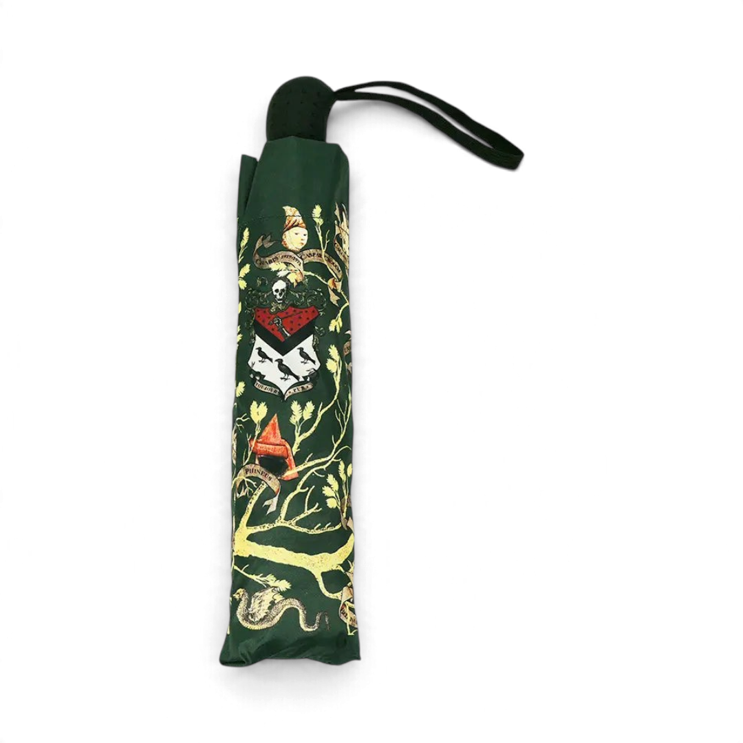 Parapluie pliable La boutique Aux 2 Balais motif tapisserie Famille Black Harry Potter vert foncé