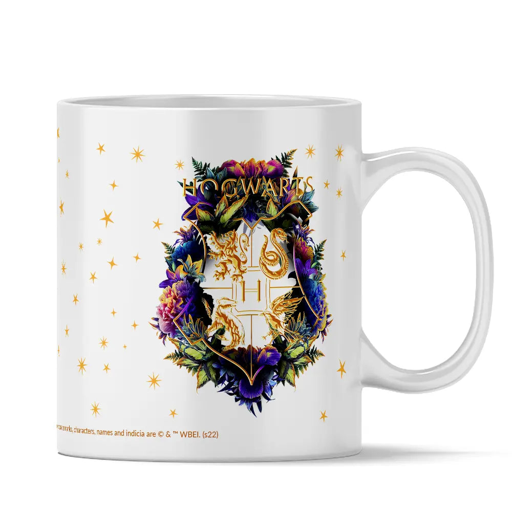 Mug Accio Hogwarts Fleuris Blanc 330ml -  La boutique Aux 2 Balais