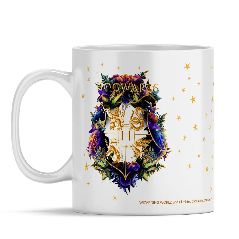 Mug Accio Hogwarts Fleuris Blanc 330ml -  La boutique Aux 2 Balais