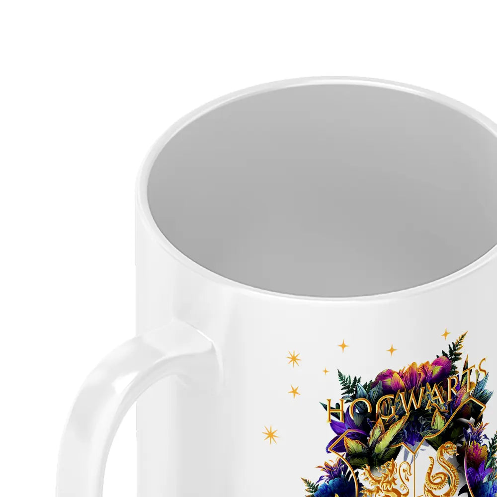 Mug Accio Hogwarts Fleuris Blanc 330ml -  La boutique Aux 2 Balais