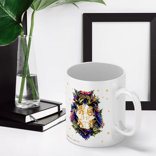 Mug Accio Hogwarts Fleuris Blanc 330ml -  La boutique Aux 2 Balais