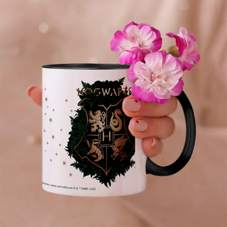 Mug Sortilège Hogwarts Fleuris noir 330ml -  La boutique Aux 2 Balais