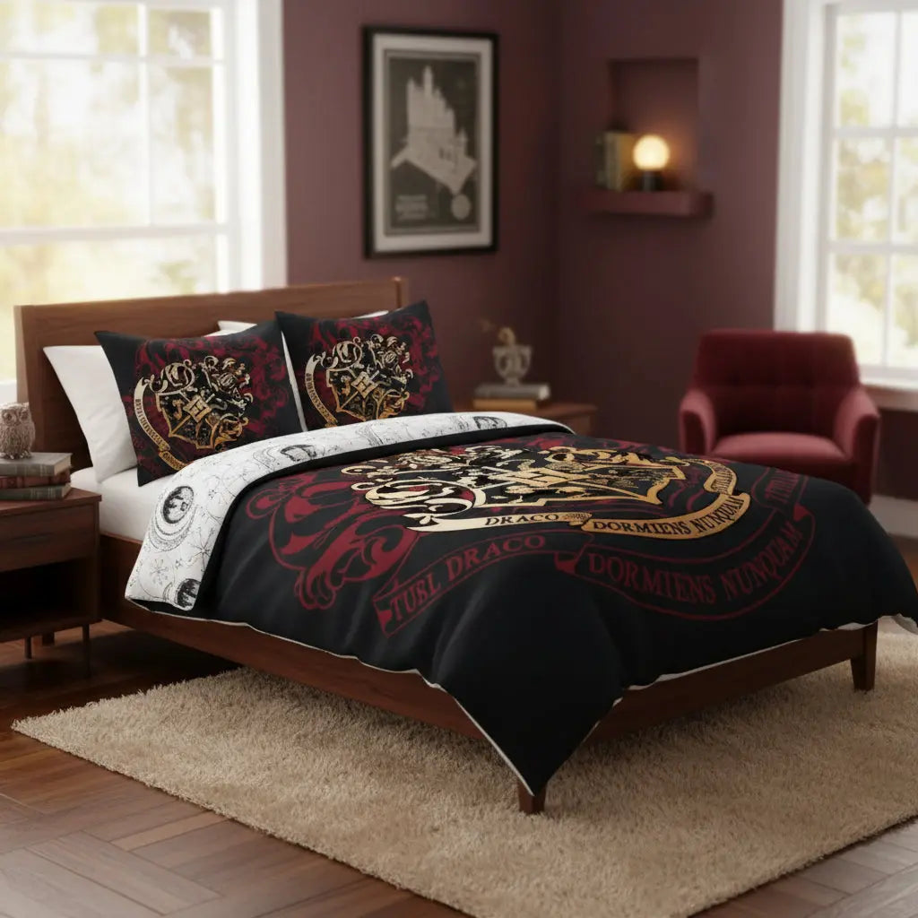 Parure Housse Couette Hogwarts Doré 140x200 cm - Coton 100% -  La boutique Aux 2 Balais
