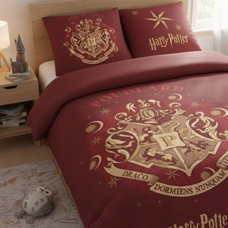 Parure Housse Couette Rouge Hogwarts 140x200 cm - Coton 100% Harry Potter -  La boutique Aux 2 Balais