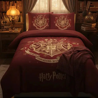 Parure Housse Couette Rouge Hogwarts 140x200 cm - Coton 100% Harry Potter -  La boutique Aux 2 Balais