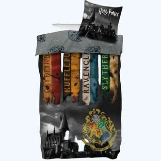 Parure de lit Harry Potter Hogwarts Noire - 100% Coton 140x200
