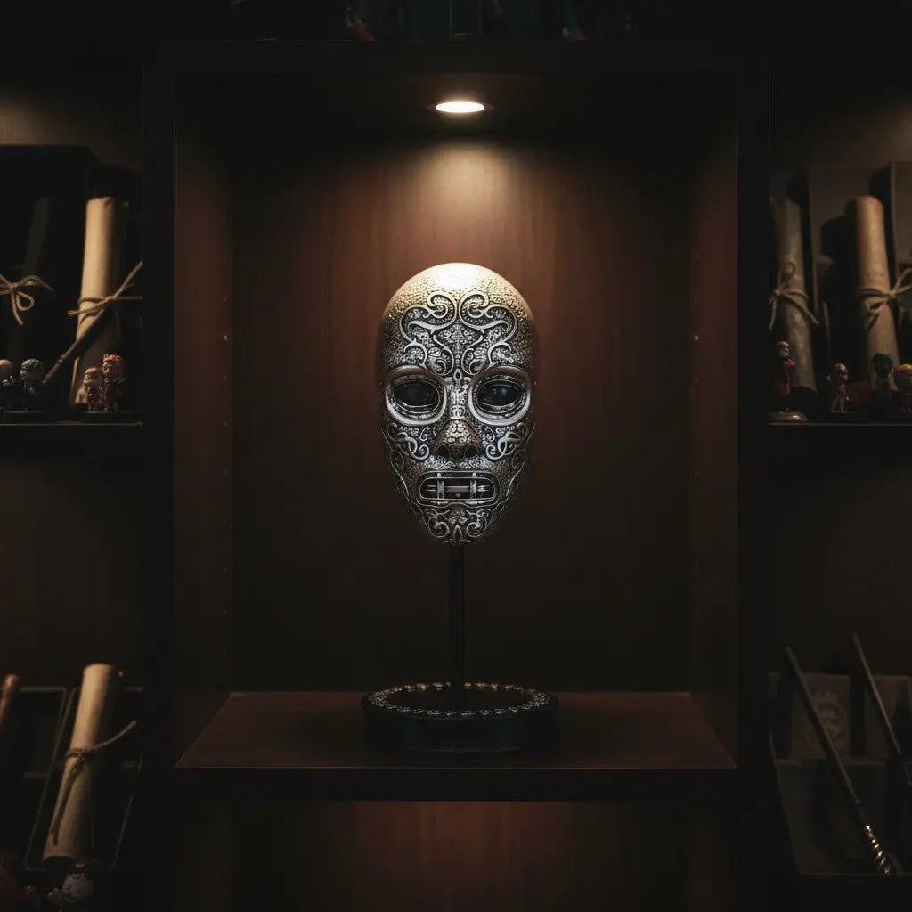 Petit masque décoratif Mangemort en résine brillante La boutique Aux 2 Balais, inspiré de l'univers Harry Potter.