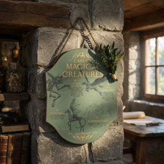 Plaque en bois Herbology & Créatures Magiques -  La boutique Aux 2 Balais