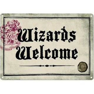 Plaque en métal - Wizards Welcome -  La boutique Aux 2 Balais