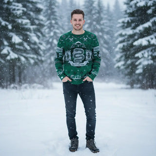 Pull Noël Harry Potter Serpentard Quidditch - Unisexe -  La boutique Aux 2 Balais