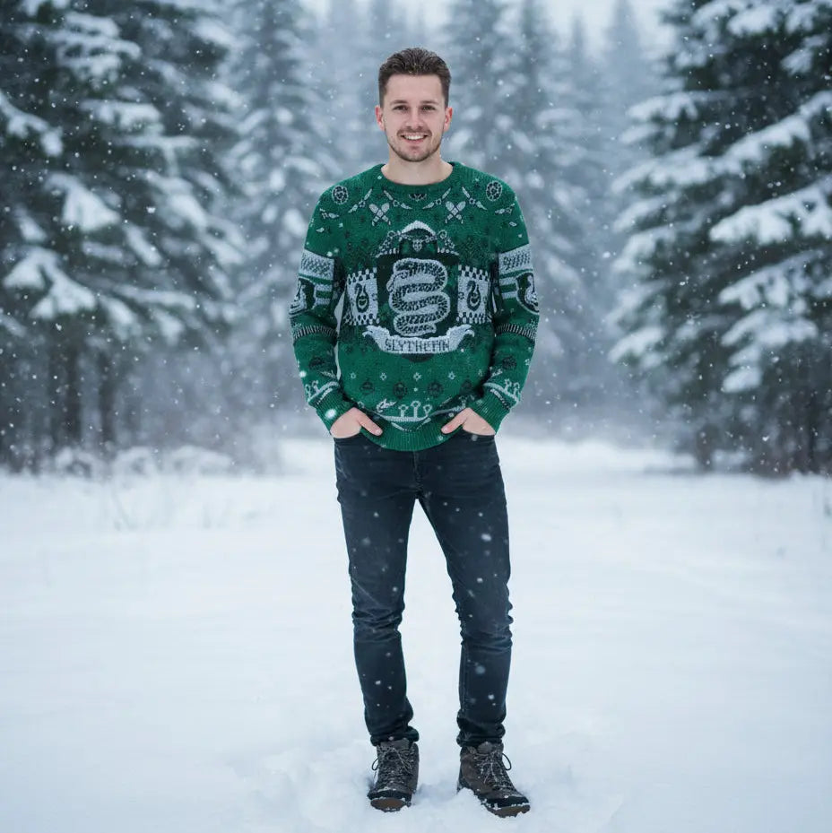 Pull Noël Harry Potter Serpentard Quidditch - Unisexe -  La boutique Aux 2 Balais