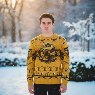 Pull Noël Poufsouffle Quidditch - Unisexe -  La boutique Aux 2 Balais