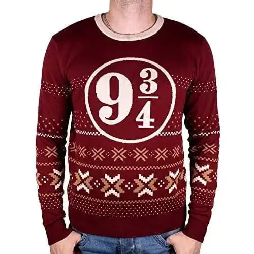 Pull de Noël 9 3/4 Rouge -  La boutique Aux 2 Balais