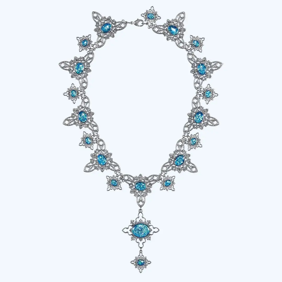 Réplique Collier Opale Maudit Harry Potter - Argent Vieilli Pierres Bleues Écrin -  La boutique Aux 2 Balais