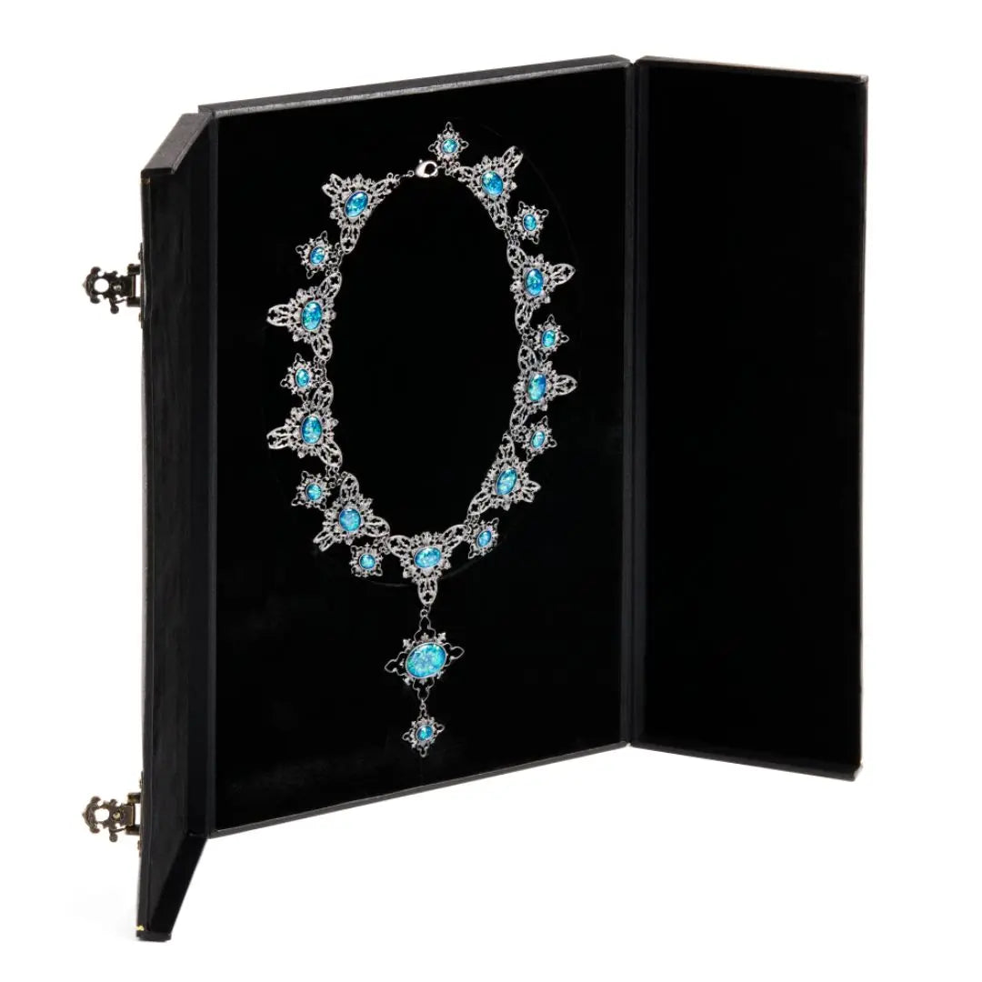 Réplique Collier Opale Maudit Harry Potter - Argent Vieilli Pierres Bleues Écrin -  La boutique Aux 2 Balais