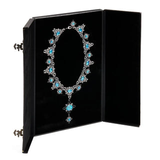 Réplique Collier Opale Maudit Harry Potter - Argent Vieilli Pierres Bleues Écrin -  La boutique Aux 2 Balais