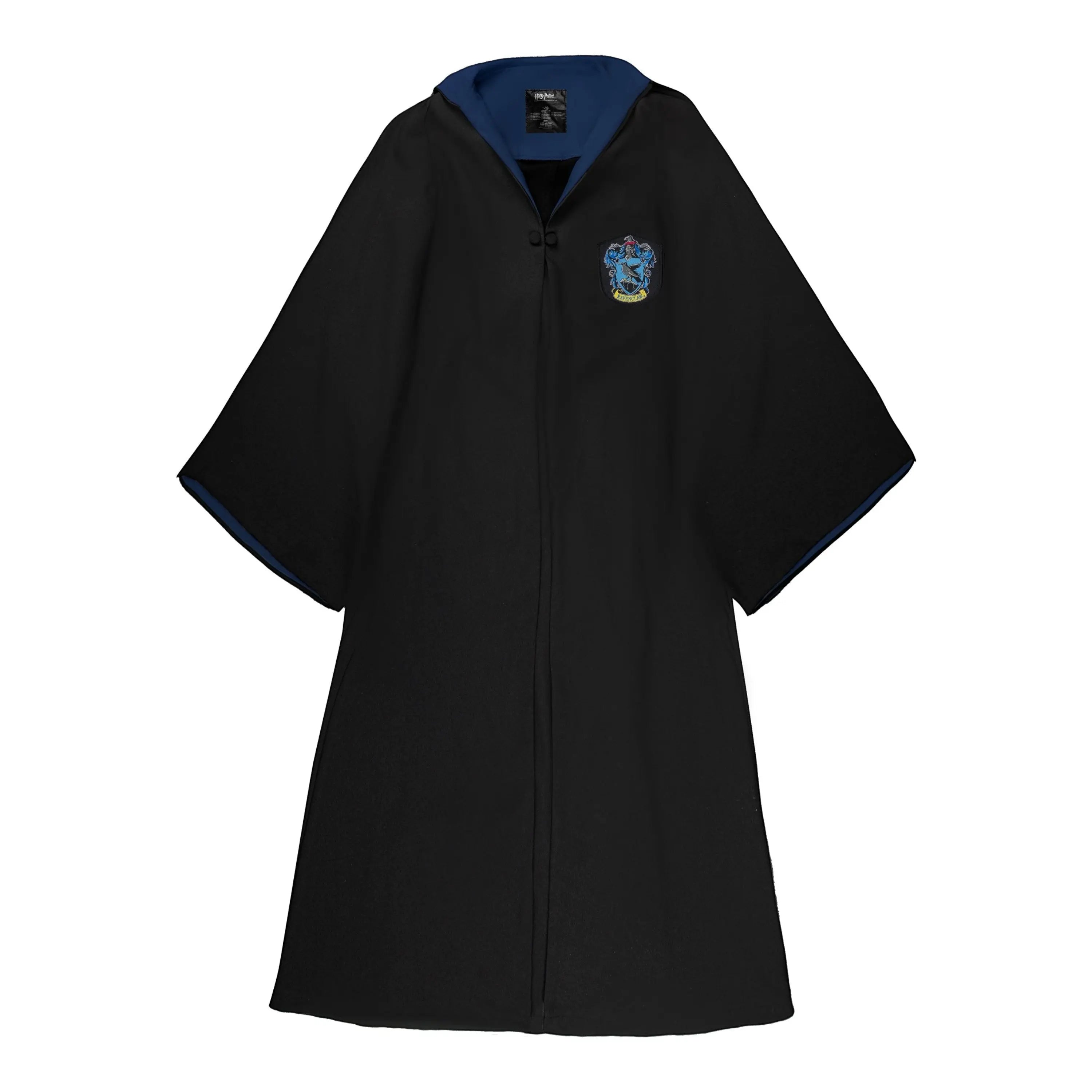La boutique Aux 2 Balais Robe de sorcier Deluxe Serdaigle adulte noire avec doublure bleue, écusson brodé, 100% polyester.