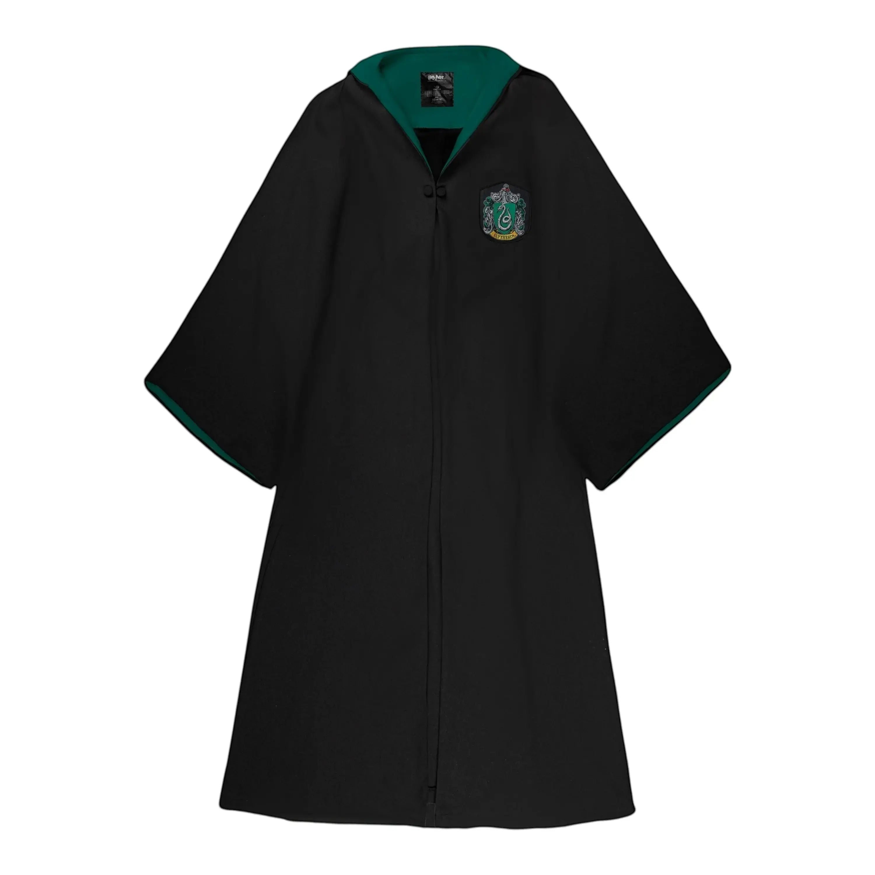 La boutique Aux 2 Balais Robe de sorcier Deluxe Serpentard adulte noire avec doublure verte et écusson brodé.