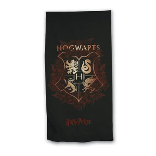 Serviette plage Hogwarts noire – microfibre 70×140 cm -  La boutique Aux 2 Balais