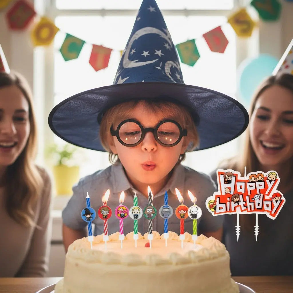 La boutique Aux 2 Balais : Set de 11 bougies d'anniversaire Harry Potter Kawaii en cire, dont 1 Happy Birthday.