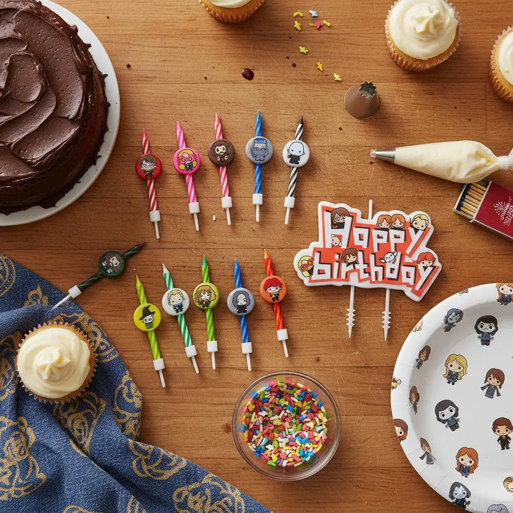 La boutique Aux 2 Balais : Set de 11 bougies d'anniversaire Kawaii Harry Potter, 10 personnages et 1 joyeux anniversaire, en cire.