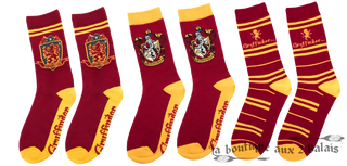 Set 3 Paires de Chaussettes Gryffondor Harry Potter Taille 35-45