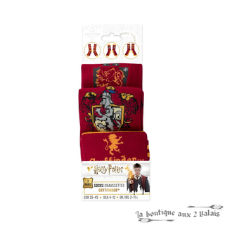 Set 3 Paires de Chaussettes Gryffondor Harry Potter Taille 35-45