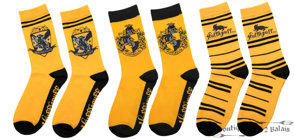 Set 3 Paires de Chaussettes Poufsouffle Harry Potter Taille 35-45