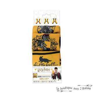 Set 3 Paires de Chaussettes Poufsouffle Harry Potter Taille 35-45
