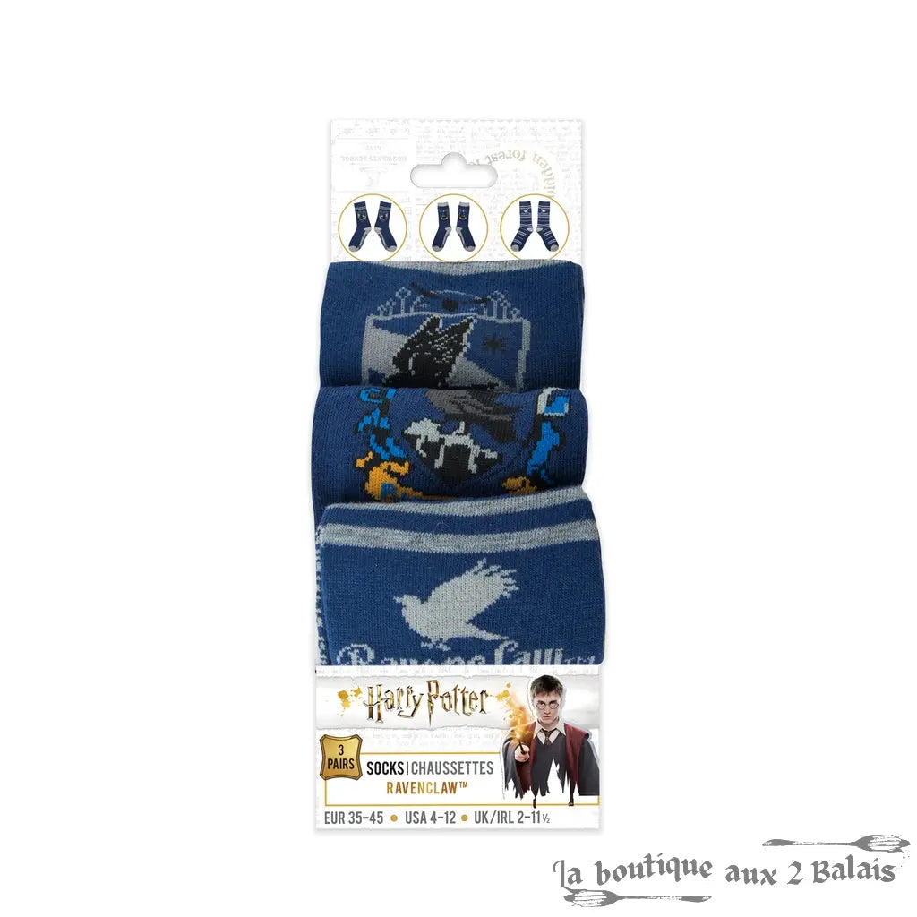 Set 3 Paires de Chaussettes Serdaigle Harry Potter Taille 35-45