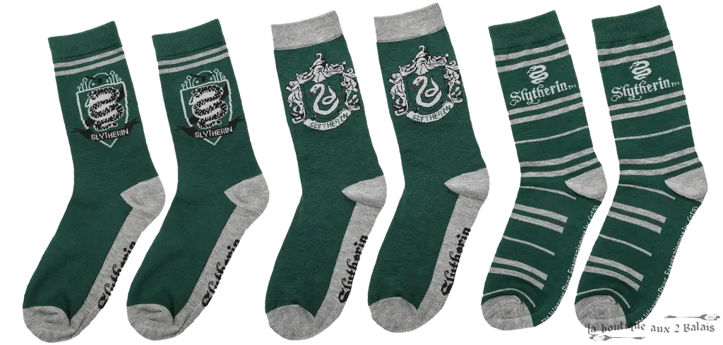 Set 3 Paires de Chaussettes Serpentard Harry Potter Taille 35-45