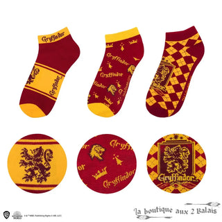 Set 3 Paires de Socquettes Gryffondor Harry Potter Taille 35-45