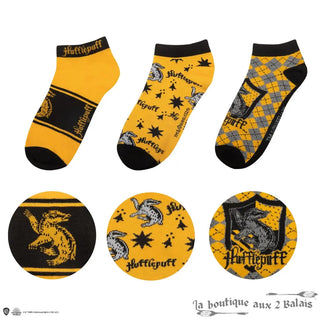 Set 3 Paires de Socquettes Poufsouffle Harry Potter Taille 35-45