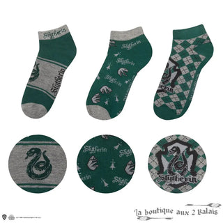 Set 3 Paires de Socquettes Serpentard Harry Potter Taille 35-45