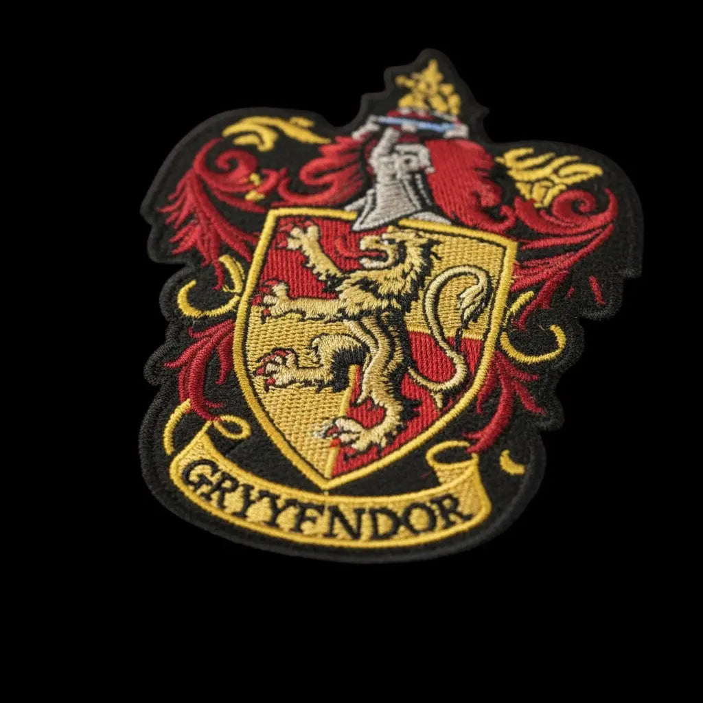 Tablier noir unisexe La boutique Aux 2 Balais Harry Potter Gryffondor avec blason et inscription, poches rouges, 70 x 85 cm.