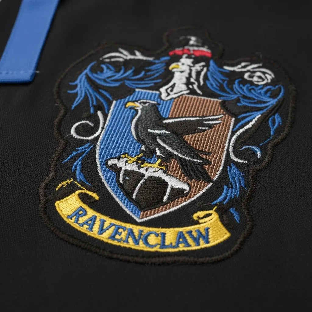Tablier Serdaigle Harry Potter noir en polyester/coton avec blason et poche, taille unique 70x85 cm, par La boutique Aux 2 Balais