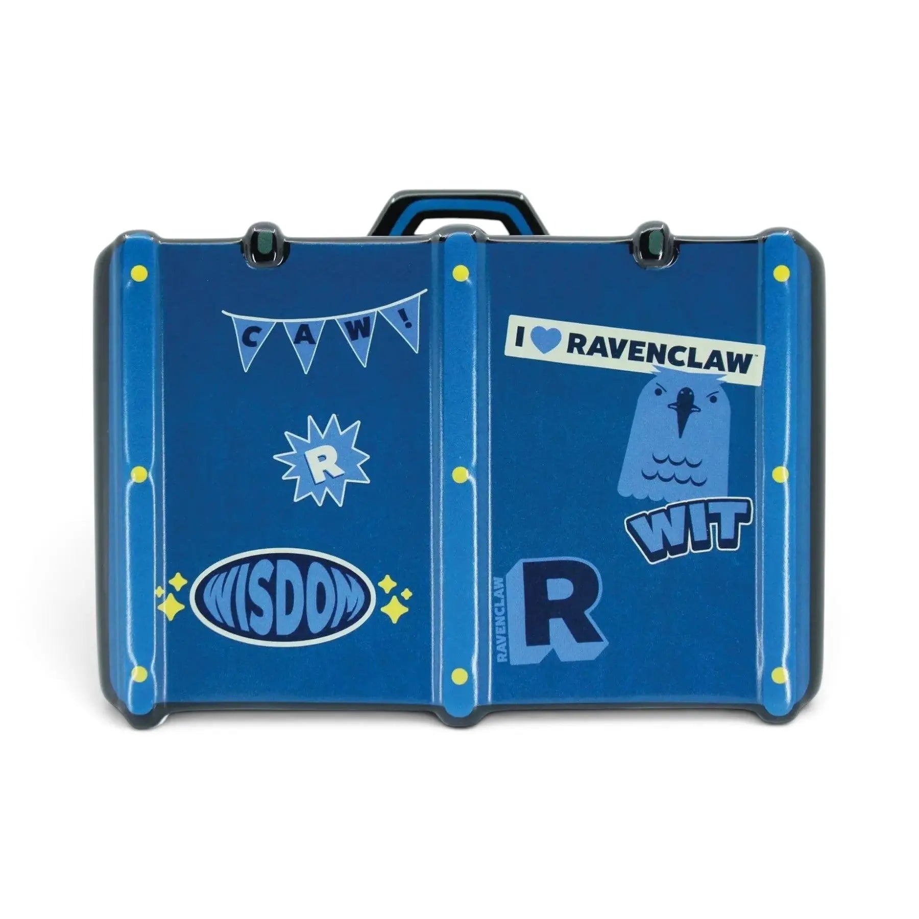 Tirelire en céramique La boutique Aux 2 Balais en forme de valise bleue Serdaigle avec autocollants décoratifs