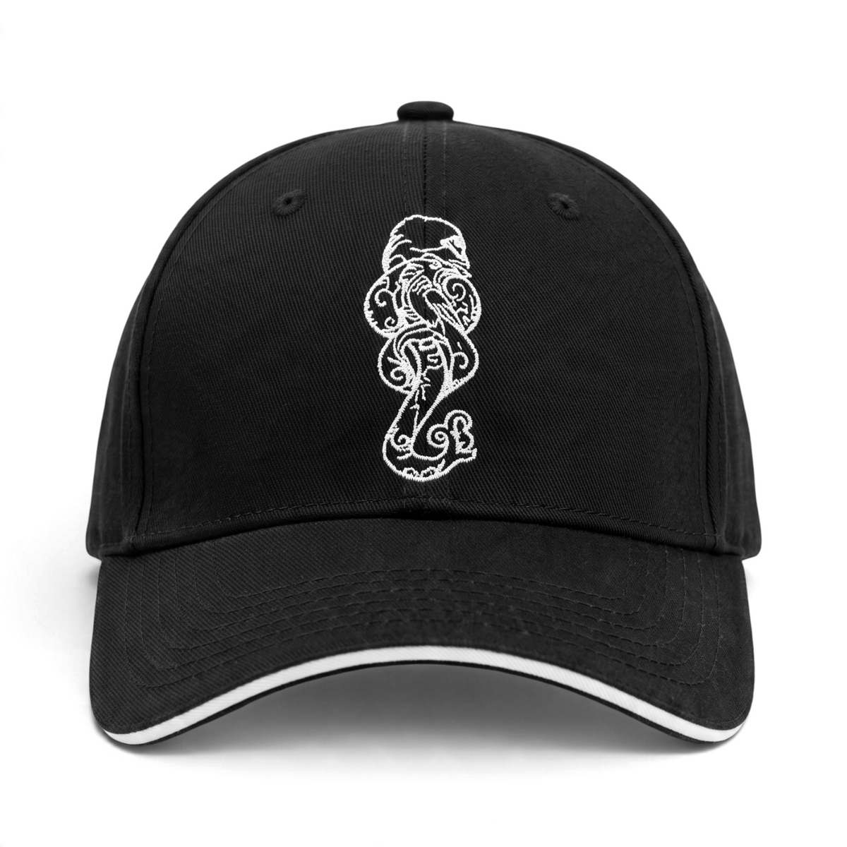 Casquette baseball noire La boutique Aux 2 Balais avec broderie blanche Dark Mark sur le devant