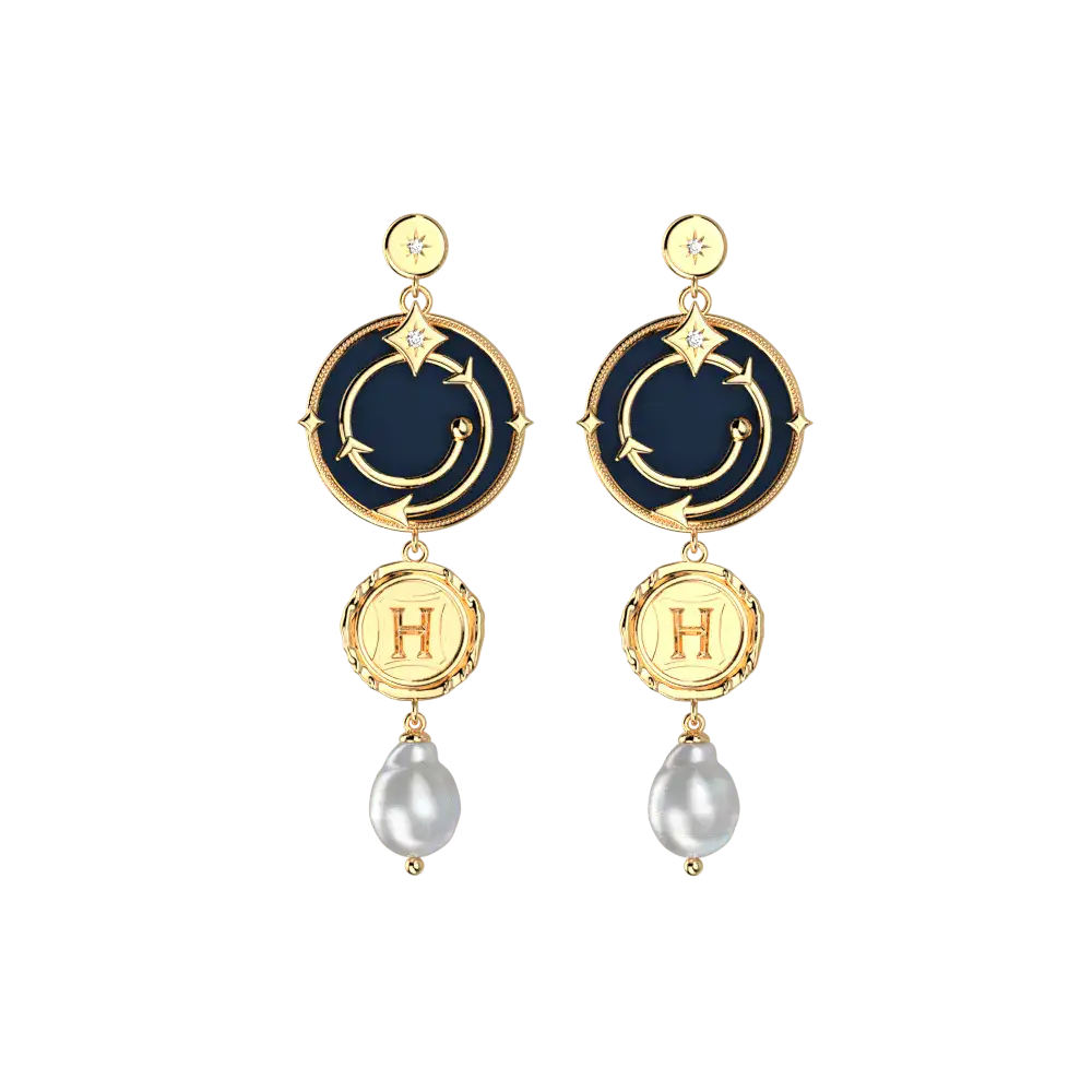 Boucles d'Oreilles Enchantement Harry Potter - Dorées - Licence officielle Warner Bros. - La boutique Aux 2 Balais