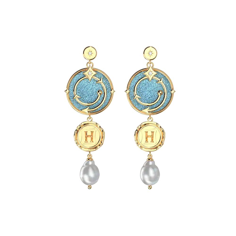 Boucles d'Oreilles Enchantement Harry Potter - Dorées - Licence officielle Warner Bros. - La boutique Aux 2 Balais